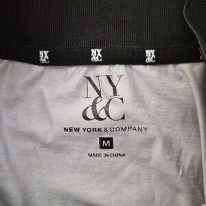 New York & Company Black and White Polo Shirt